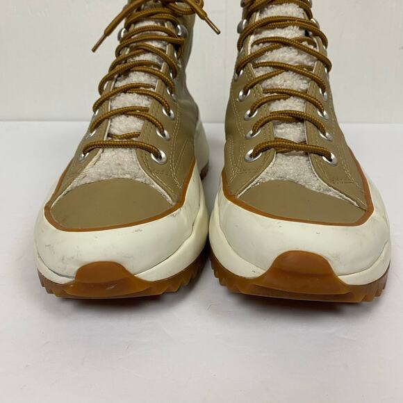 Converse Run Star Hike Hi Nomad Khaki Wheat Sherpa Leather Sneakers Size 10.5 - Picture 2 of 12